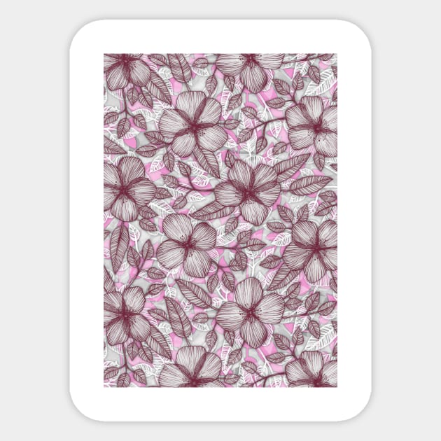 Spring Blossom in Marsala, Pink & Plum Sticker by micklyn